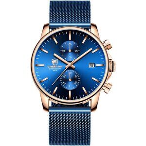 ⚡Blue Men’s Watch Fashion Sport Quartz Analog Mesh Stainless Steel Waterproof